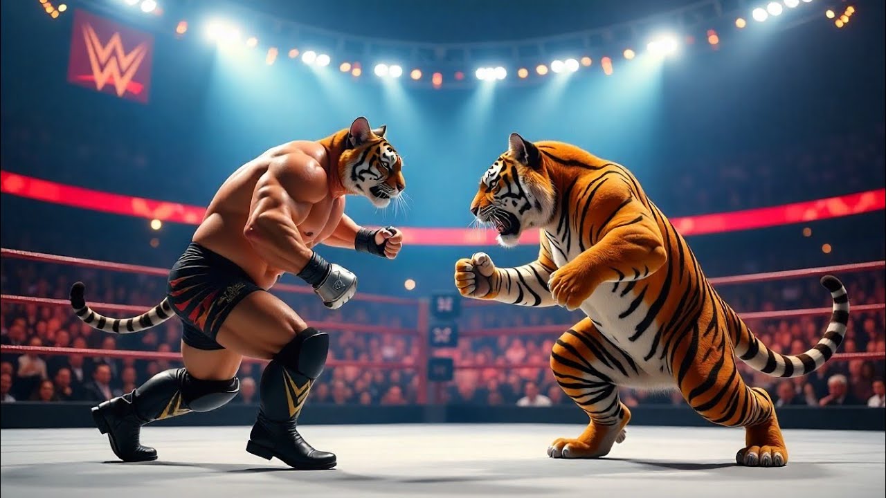 👉 "Cat vs Tiger Fight in WWE Ring 🔥 Funny Animal Wrestling Match"