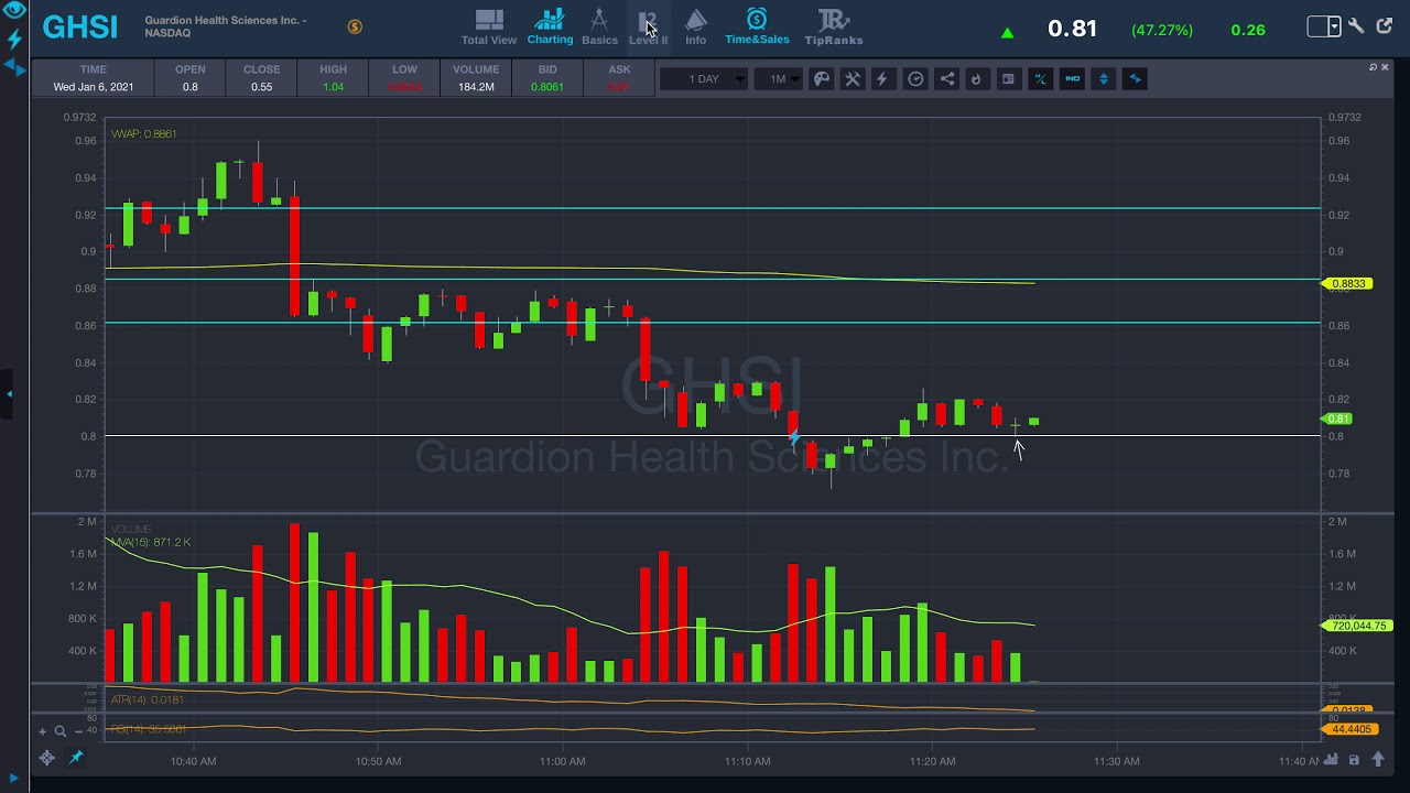 $GHSI 1.87% Live Trading and Trade Review on Jan 6th, 2021 at 11:12AM