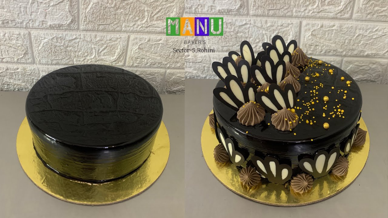 Luxury Chocolate Cake Design | Glossy Black Mirror Cake | Manu Bakers Rohini