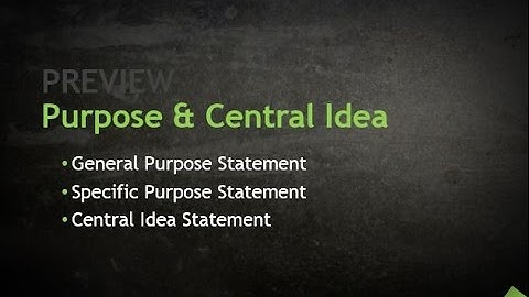 Speech Purpose & Central Idea