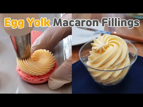 Two egg yolk macaron fillings, Anglaise buttercream  mousseline buttercream