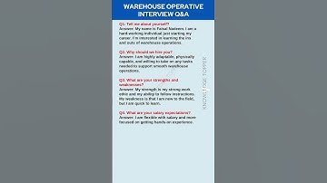 Warehouse Operative Job Interview Questions and Answers