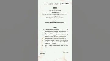 +3 5th Semester Utkal university Zoology (DSE-1) question paper 2023 #utkaluniversity #viralshorts