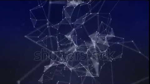 Abstract beautiful geometric background with moving lines, dots and triangles.