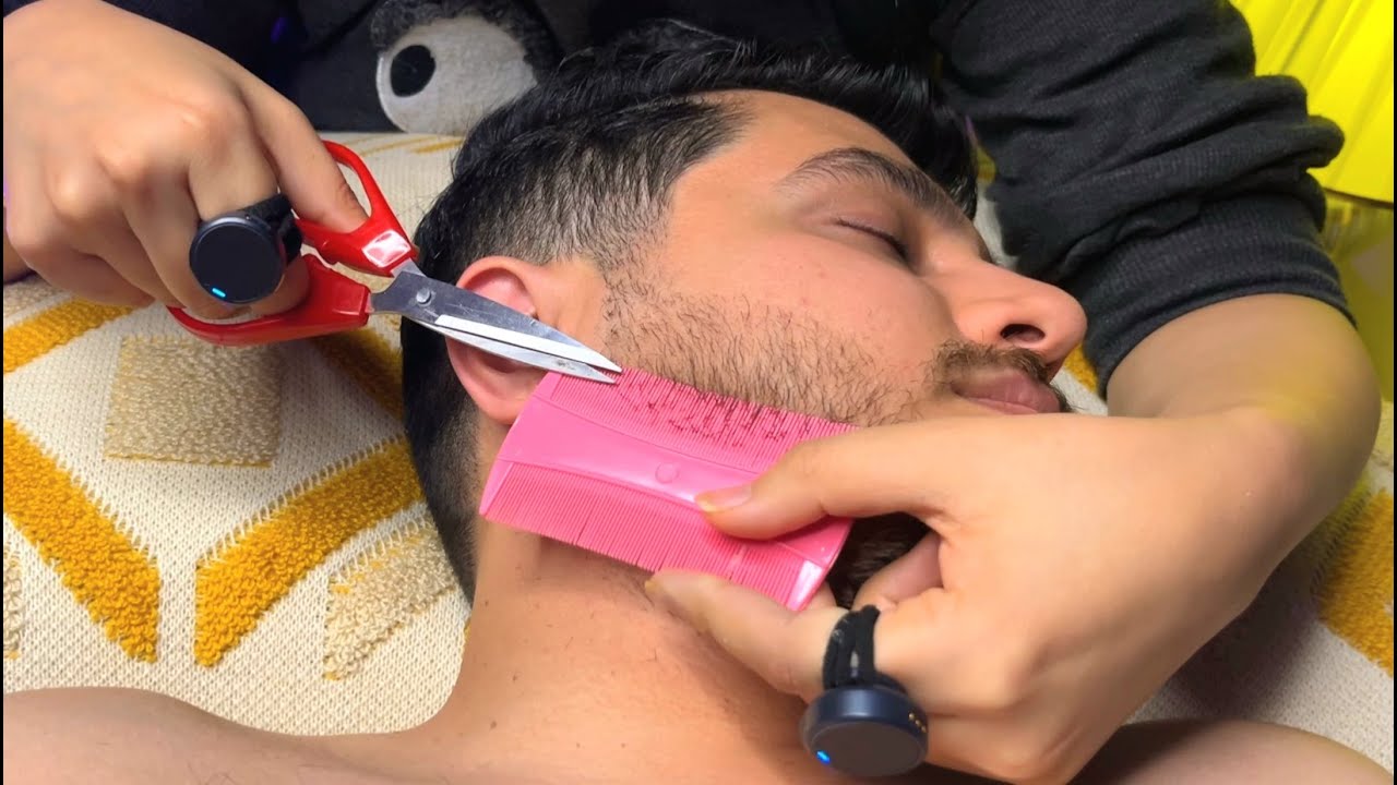 Scissor Sounds on Beard ASMR ✂️ Deep Relaxation (No Talking)