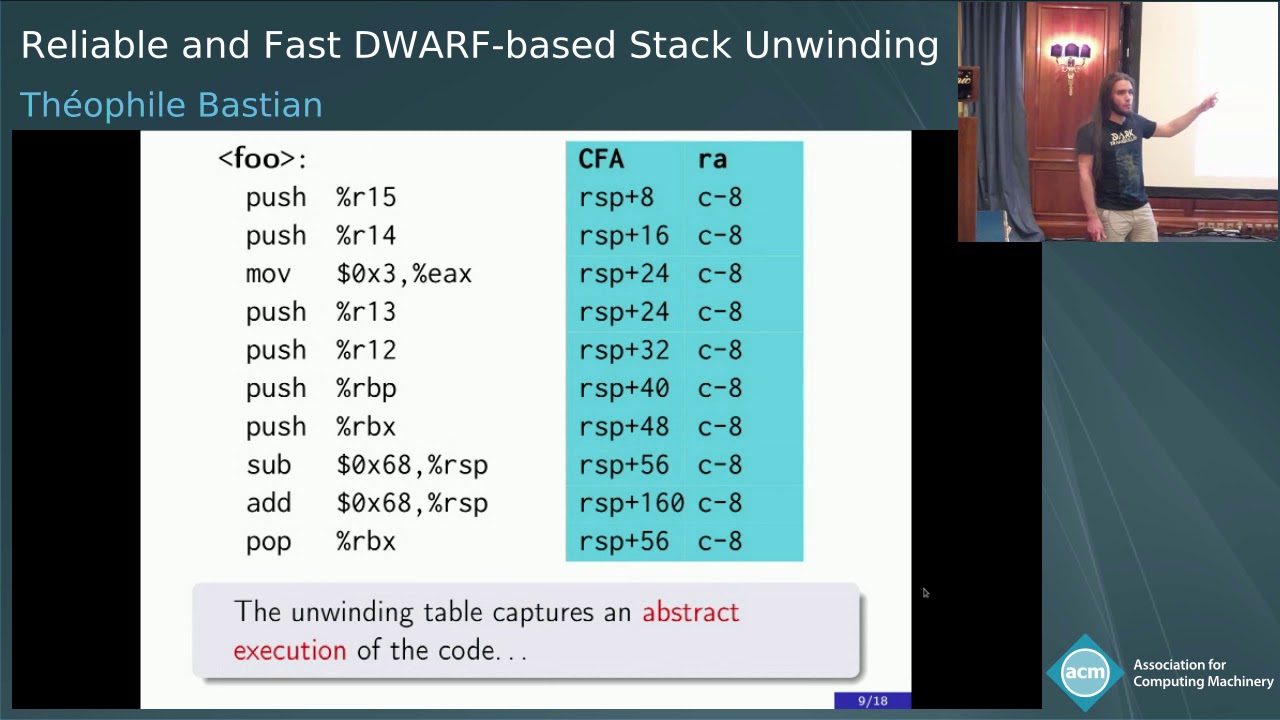 Reliable and Fast DWARF-Based Stack Unwinding - YouTube