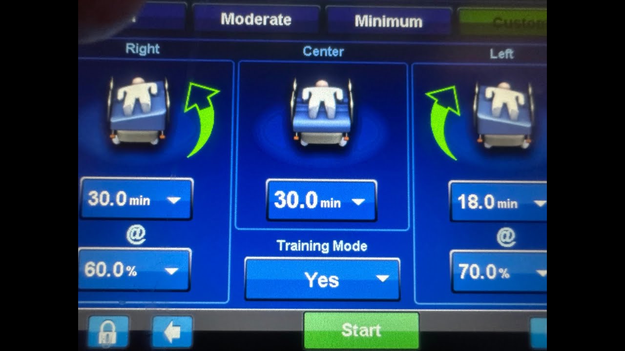Turn Assist, Lateral Rotation & Percussion Vibration Pulmonary Mattress on the Hill Rom Progressa