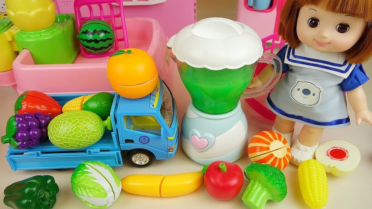 Baby Doli and fruit vegetable juice maker toys baby doll play YouTube