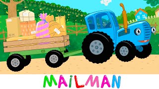 Mailman Song - Blue Tractor - Kids Songs Cartoons With Cars