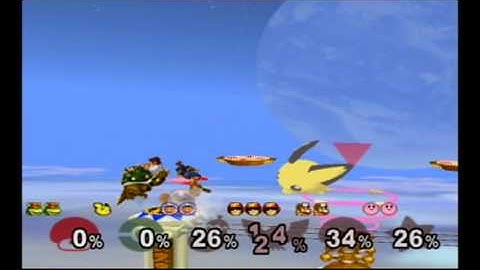 Super Smash Bros Melee Debug Menu Fun - Bowser CF Ice Climbers DK G Bowser vs Giant Pichu