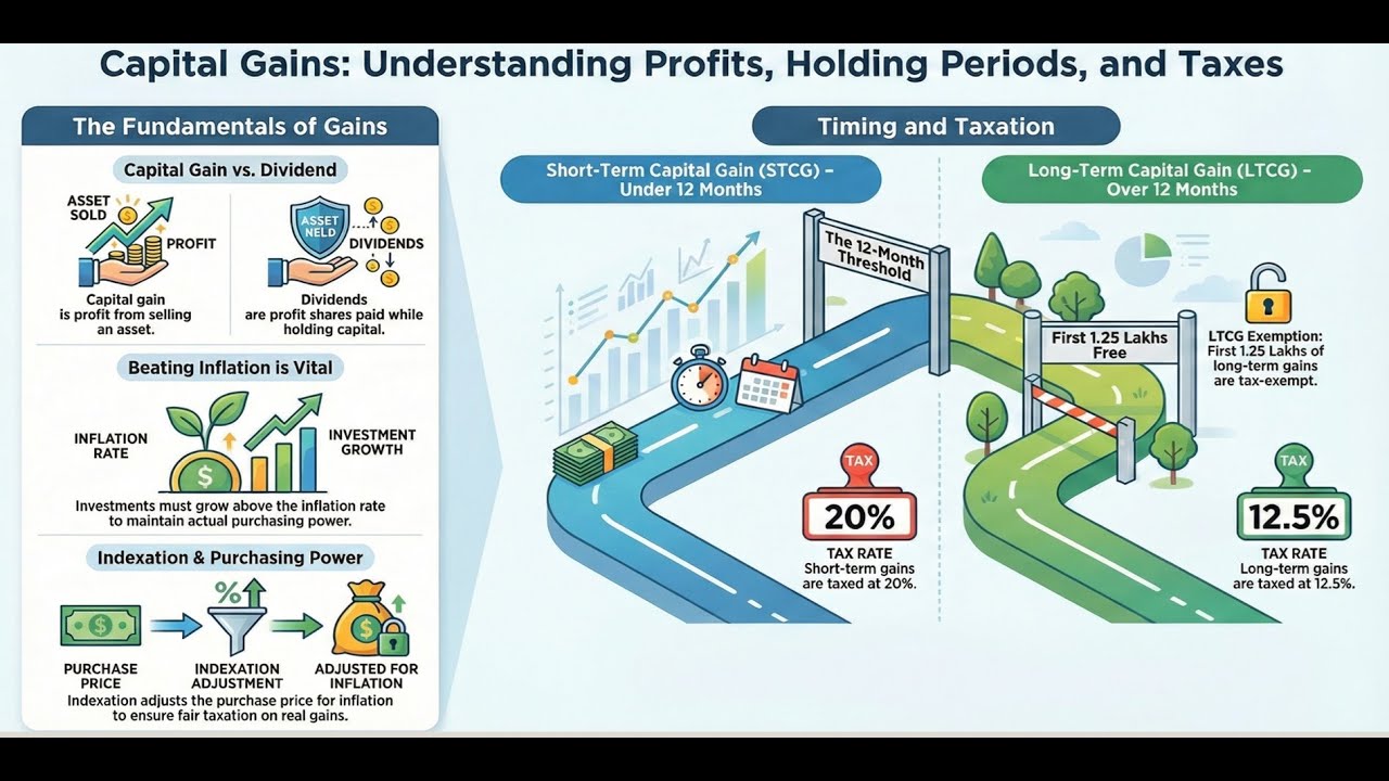 Capital Gains : Understanding Capital gains vs dividend payout, holding, associated gains & taxation