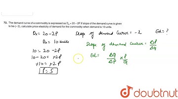 The  demand curve of a commodity is expressed as `D_(x)20 - 2P`. If slope of the