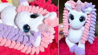 картинка: Мастер-класс единорог крючком из плюшевой пряжи 🦄