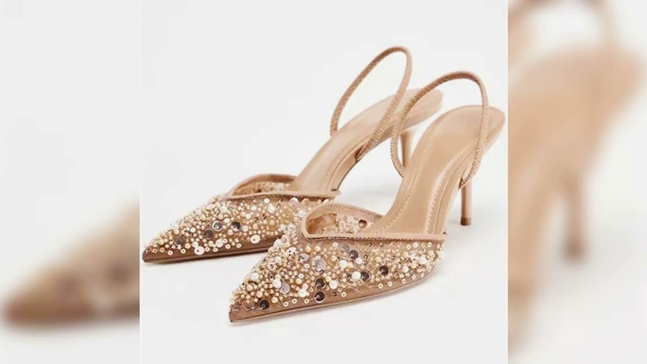A must-have product! Luxury Designer Bling String Bead Mesh High Heels Women Sexy Pointy Toe Breat