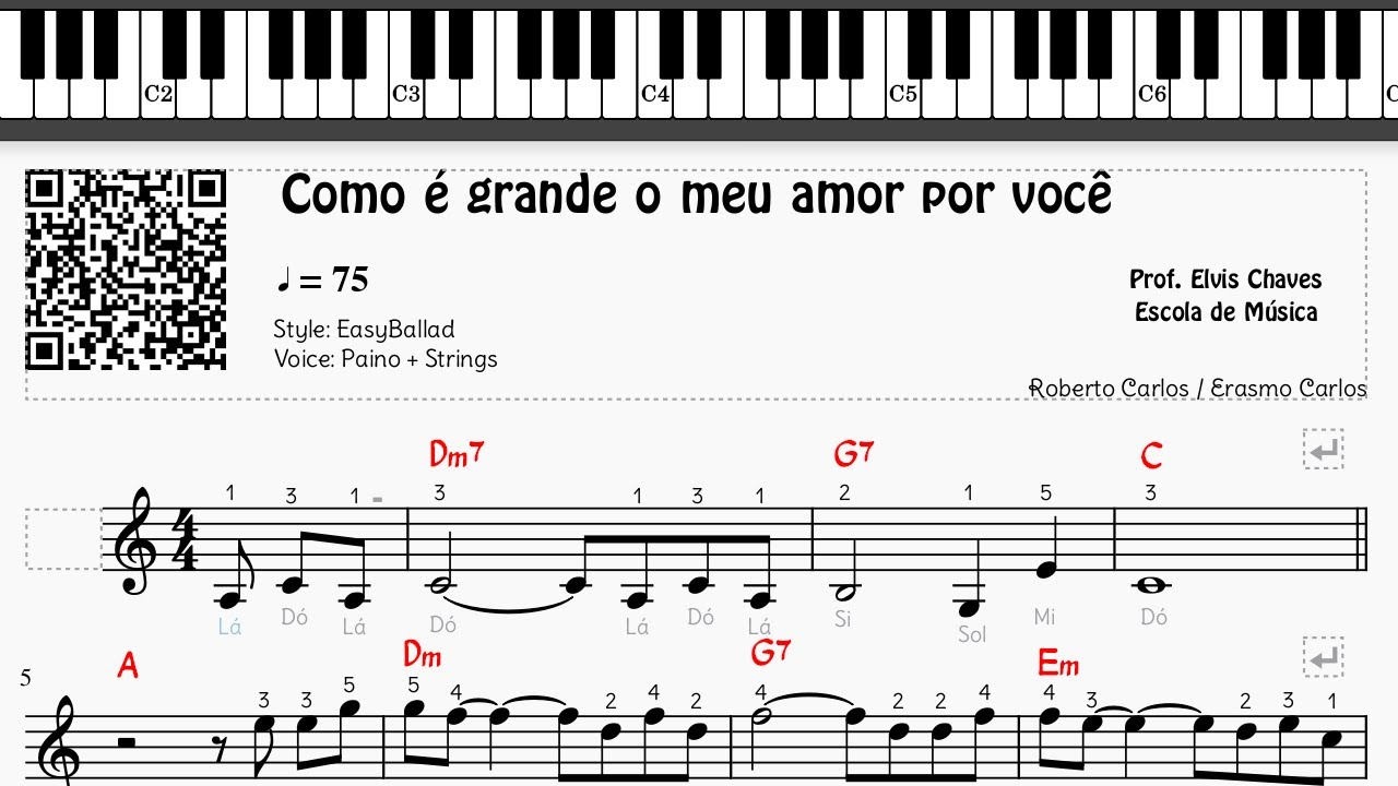 🎼 Como é grande o meu amor por você - 243 - Roberto Carlos - Tutorial Partitura Fácil 2