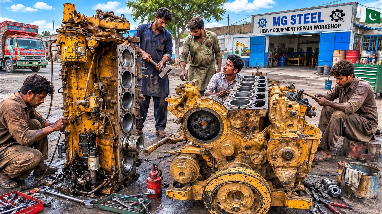 Rebuilding a CAT Bulldozer Engine in a Local Workshop | Complete