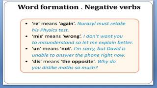 10 grade Word formation  Negative verbs p. 13