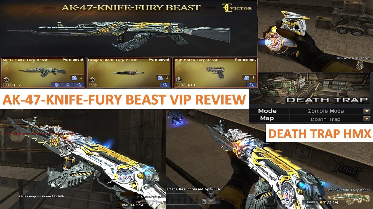 AK-47-KNIFE-FURY BEAST VIP REVIEW IN DEATH TRAP HMX