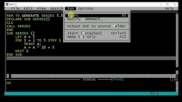 Qbasic program to generate 5, 55, 555, 5555, 55555 using sub procedure