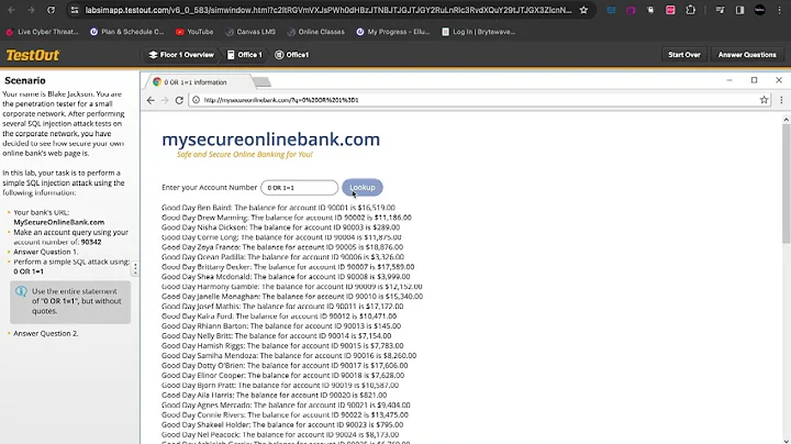 10.3.15 Perform an SQL Injection Attack : TestOut