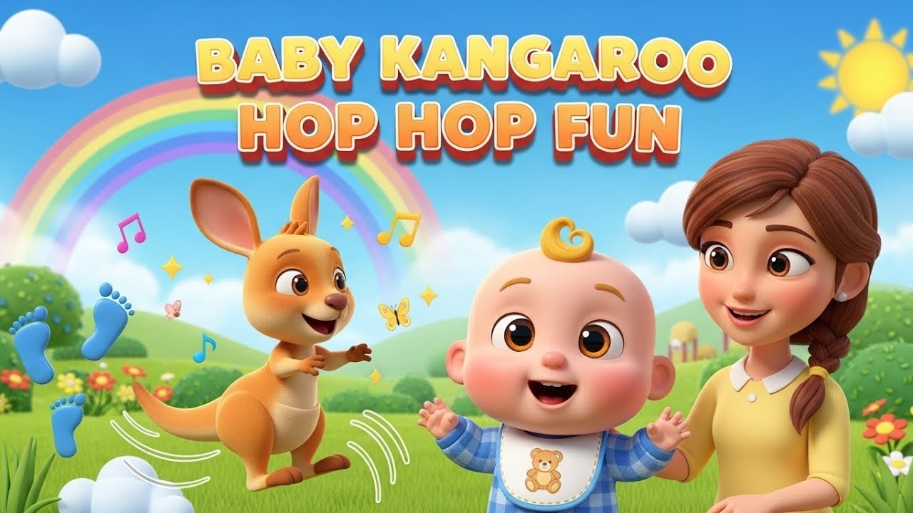 Baby Kangaroo Hop Hop Fun | Fun Kids Song | Playful Jumping Nursery Rhyme