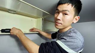 比亚迪T5DM新能源轻卡自改房车，分享车上吊柜安装和固定方式，打上灯光后感觉非常好，自己改房车很有成就感！