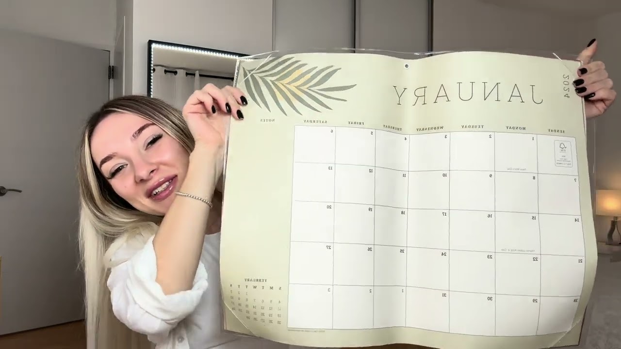 Cabbrix Desk Calendar 2024-2025 with Clear Desktop Mat, Boho Large Desk Pad Calendar 21 x 16.5 