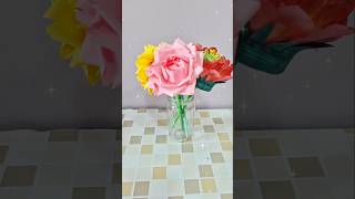 pink Rose Flower making with paper| Paper Rose #diy #craft #shorts #pink 🌹 Rose diy