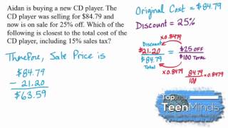 Proportional Reasoning - Percentages Involving Discounts and Sales Tax [SILENT SOLUTION]