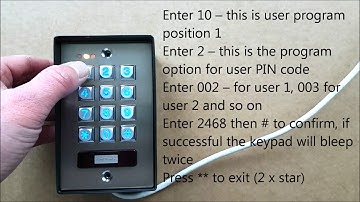 K301/A keypad - How to add a user PIN