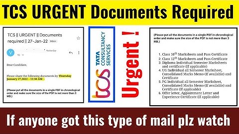 TCS sending urgent documents required Mail