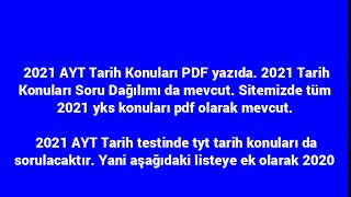 2021 AYT Tarih Konuları PDF ve Soru Dağılımları