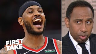 Stephen a. smith reacts to carmelo anthony saying he isn’t thinking
about retiring and shares the advice that gave melo when portland
trail blazers si...