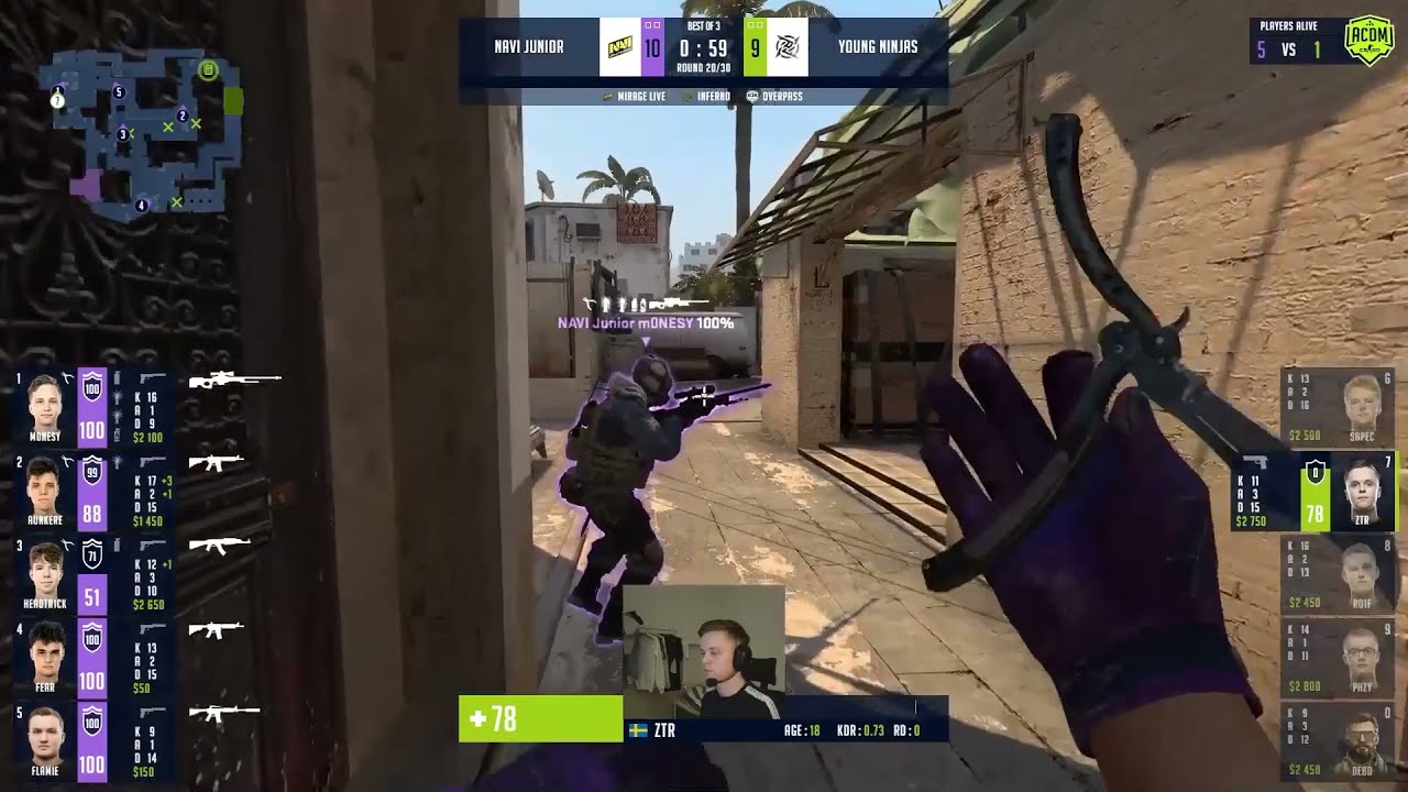 ZTR did m0nesy dirty lmao | Young Ninjas Vs Navi juniors | CSGO