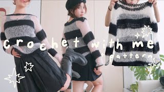 crochet a striped sweater with me‍⬛ + free pattern ! (fall crochet piece)