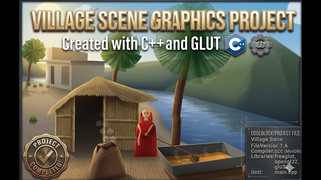 Village Scene using OpenGL & GLUT in C++ | Computer Graphics Projec ...