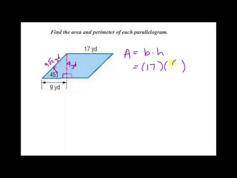 formula for area of a parallelogram