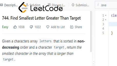 find smallest letter greater than target | leetcode 744 | leetcode 744 java solution | CoderNight