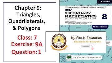 Exercise 9A Question 1 – (Triangles)  Complete solution – APS Math Class 7.