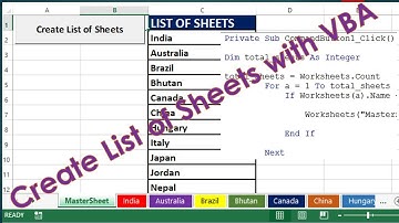 Create List of all Sheets with VBA - VBA Code Example by Exceldestination