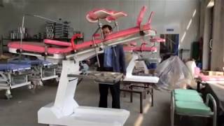 Video about factory price electric gynecology operating tables with pink color