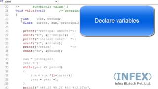 C  Programming Tutorial   37 Example 12 ex function no arg