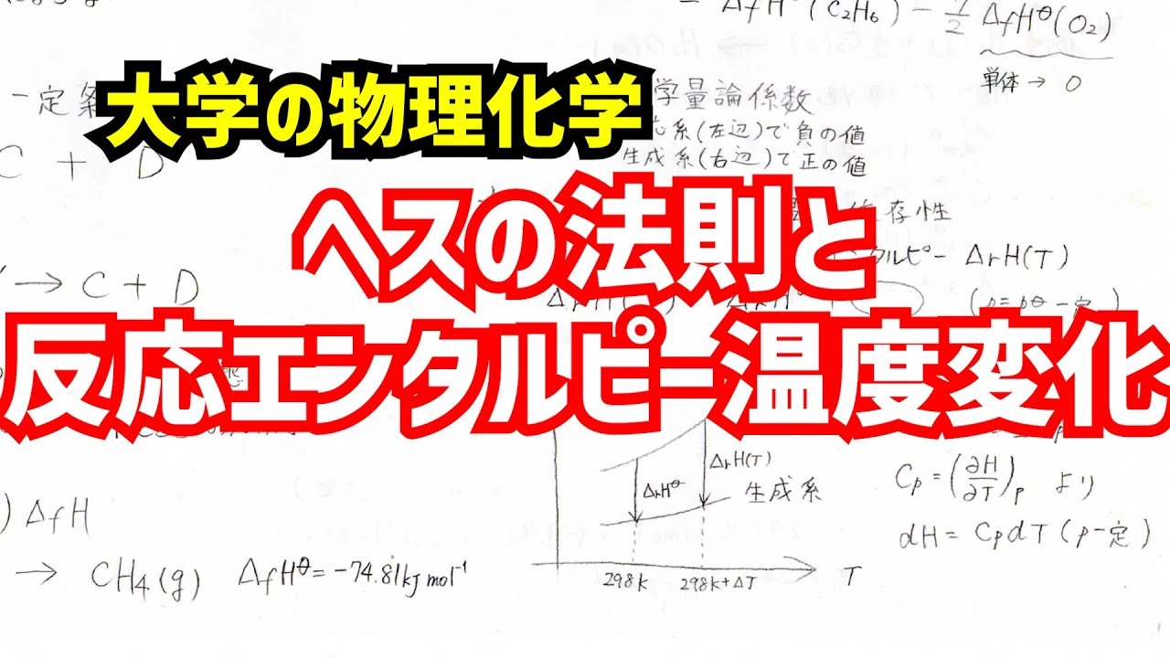 ヘスの法則と反応エンタルピー温度依存性について、丁寧に解説!【大学の物理化学】 YouTube