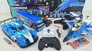 Unboxing Rc Car Jet Bus Basuri,Rc Racing Car,Rc Helicopter,Mini Drone & Fighter Plane Remote Control
