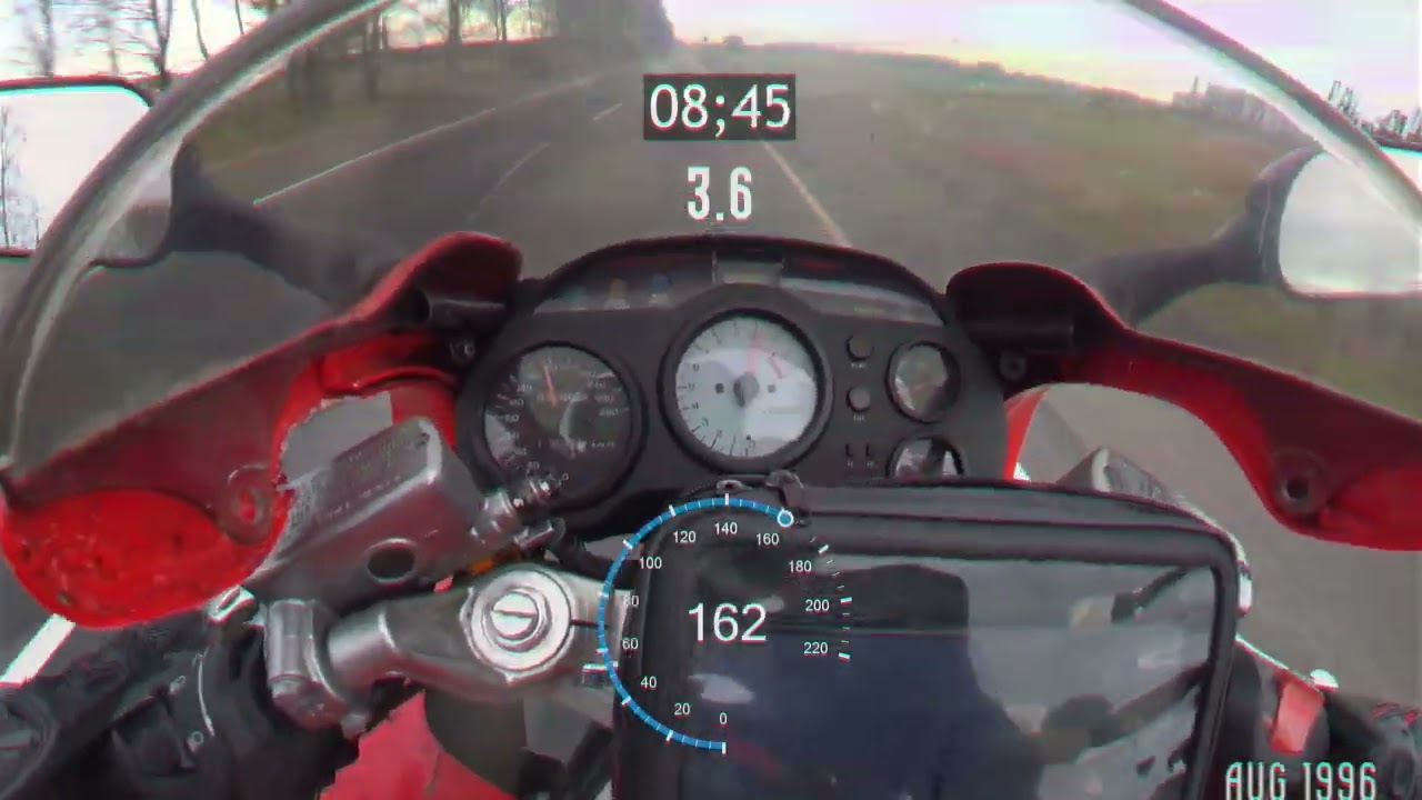 Разгон до 100 км/ч первая передача. Honda VFR 750 rc36, v4, 1996