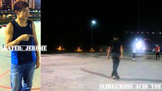 Freestyle inline slide trick video : Cross acid toe