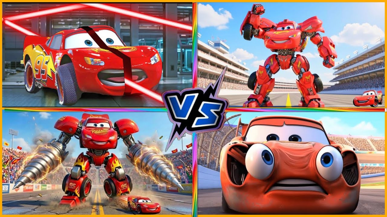 Watch McQueen Mega Battle! 🏎️💥 Robot evolution! on YouTube Watch McQueen Mega Battle! 🏎️💥 Robot evolution! on YouTube