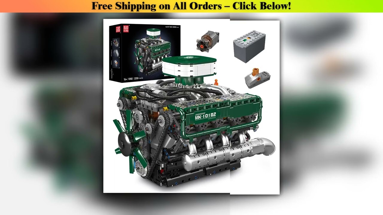 Mould King 10182 Technical Car Engine Toys The Motorized V8 Tank Engine Building Block Assembly