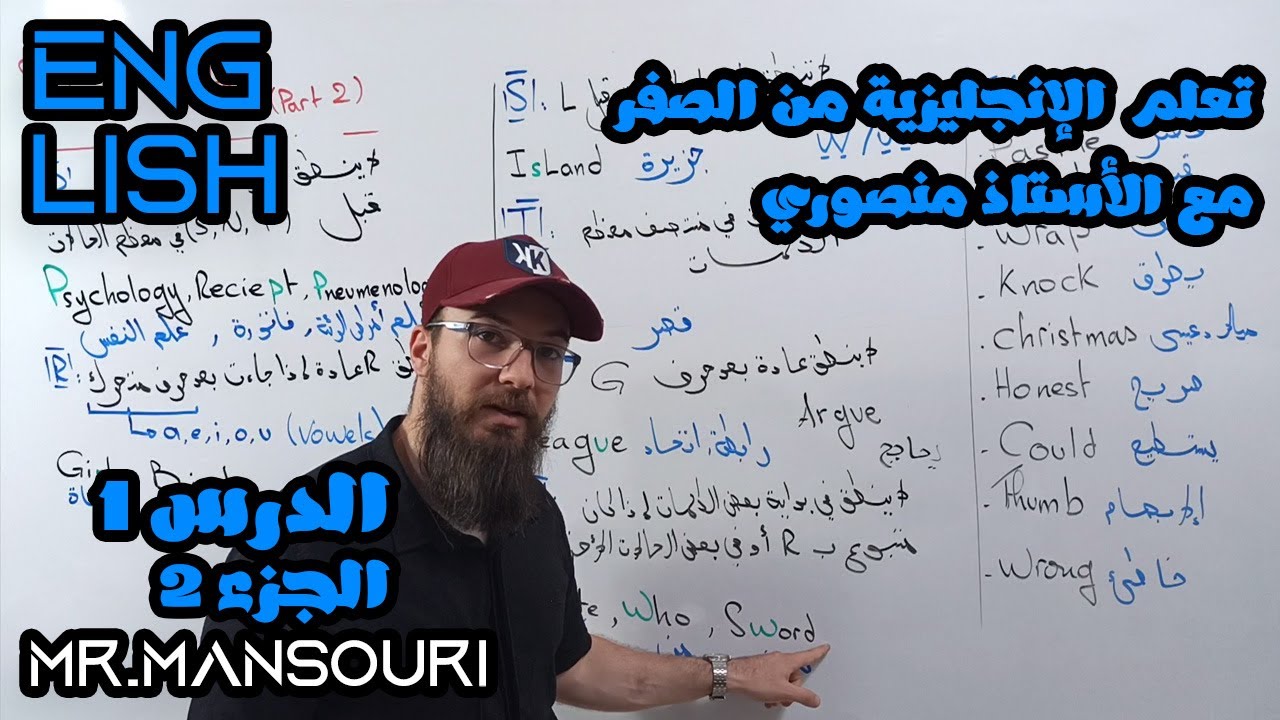 تعليم الإنجليزية من الصفر لجميع المستويات مع الأستاذ منصوري : الدرس الأول - جزء2