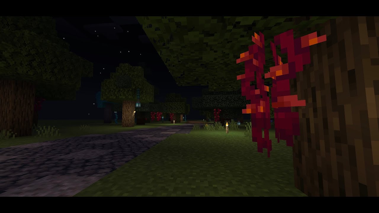 Working on building a creepy forest in Minecraft Minecraft Pocket
